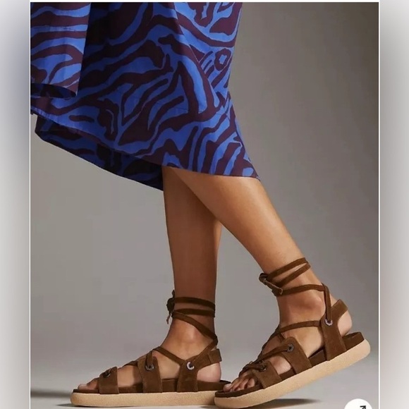 Anthropologie Tie up gladiator sandals suede size 38 - Picture 1 of 12
